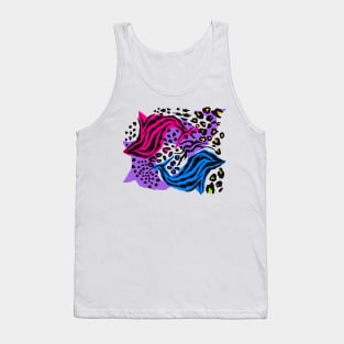 Y2K Aesthetic Pink Blue Zebra Print Dolphin Maximalist Decor Late 90s Early 2000s Fashion Pattern Tank Top